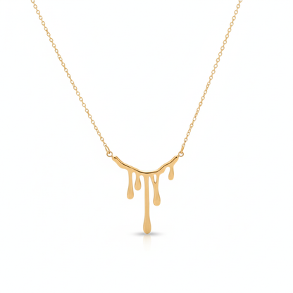 Anti-Tarnish Gold Drip Pendant Chain Necklace