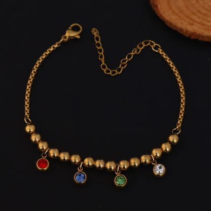 Vibrant Charm Beaded Gold Bracelet