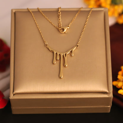 Anti-Tarnish Gold Drip Pendant Chain Necklace