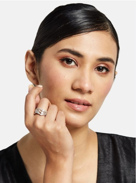 Diamond Cut Finger Ring - Silver