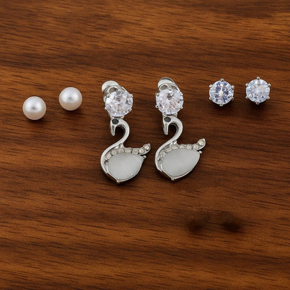 Peacock White Diamond Earring Set